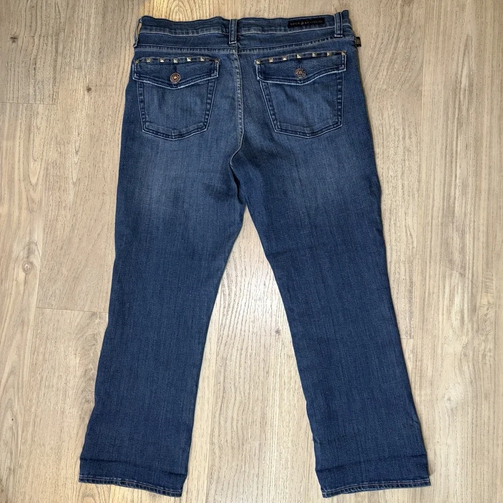Rock & Republic Kendall Women Size‎ 14 Blue Jeans Stretchy Mid Rise Straight Leg